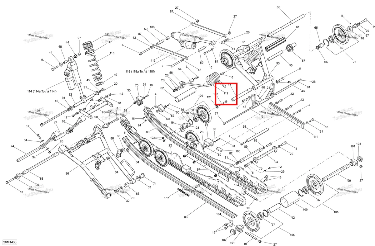 Деталь 503191617 на схеме узла 2014 Ski-Doo MXZ X 600RS XS RS Rear Suspension