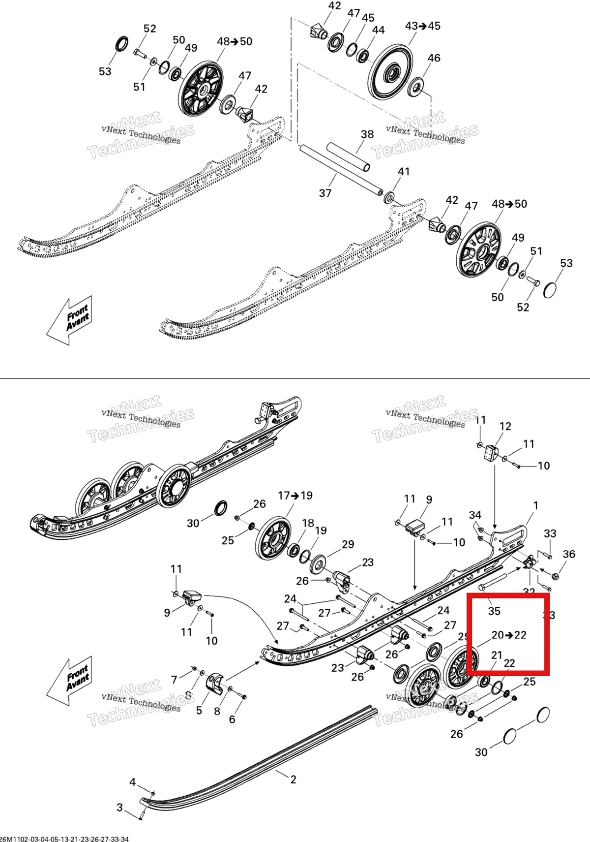 Деталь 503191621 на схеме узла 2011 Ski-Doo MXZ Sport 600ACE Rear Suspension