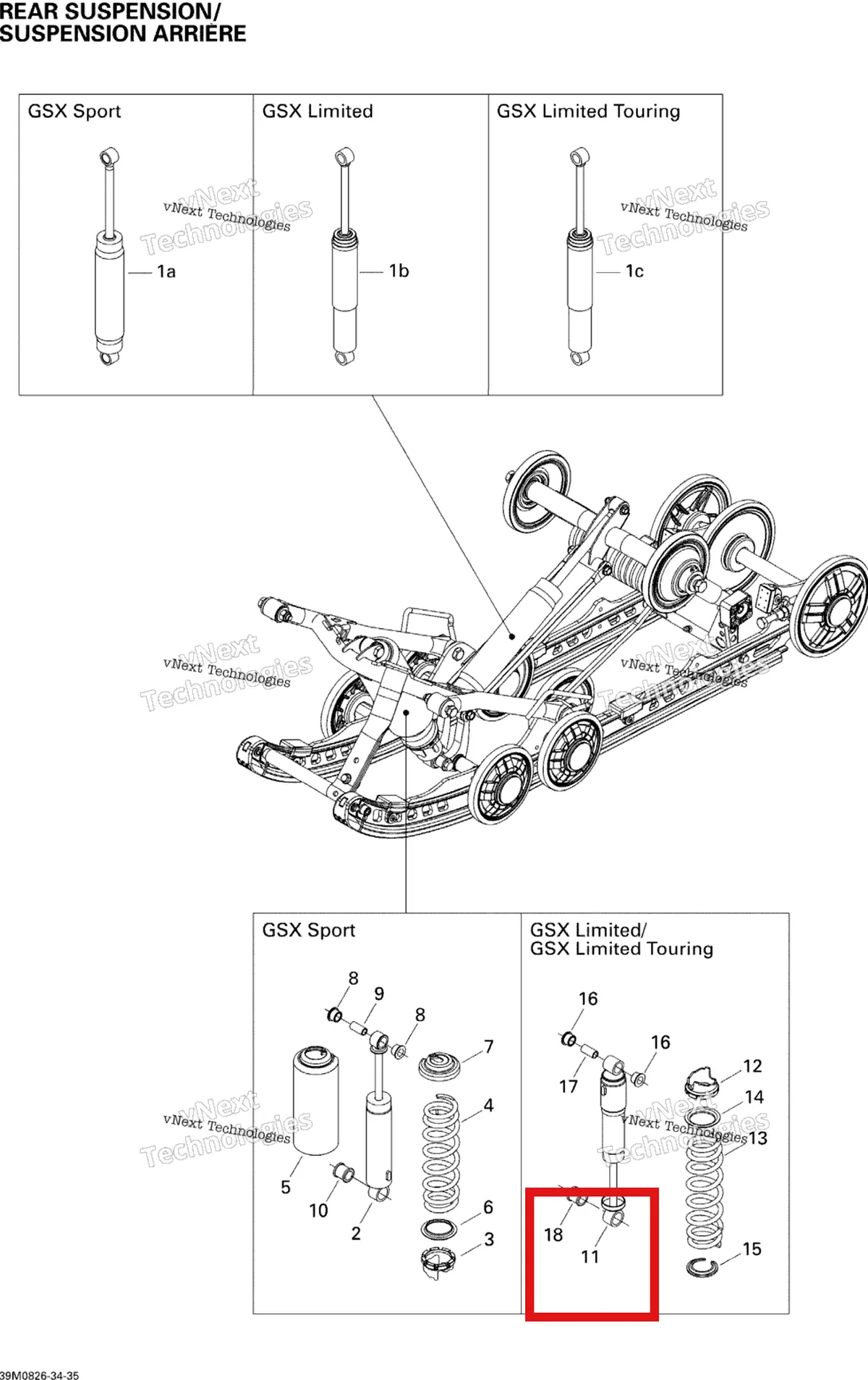 Деталь 503191758 на схеме узла 2008 Ski-Doo GSX LTD 600 HO SDI Rear Suspension Shocks