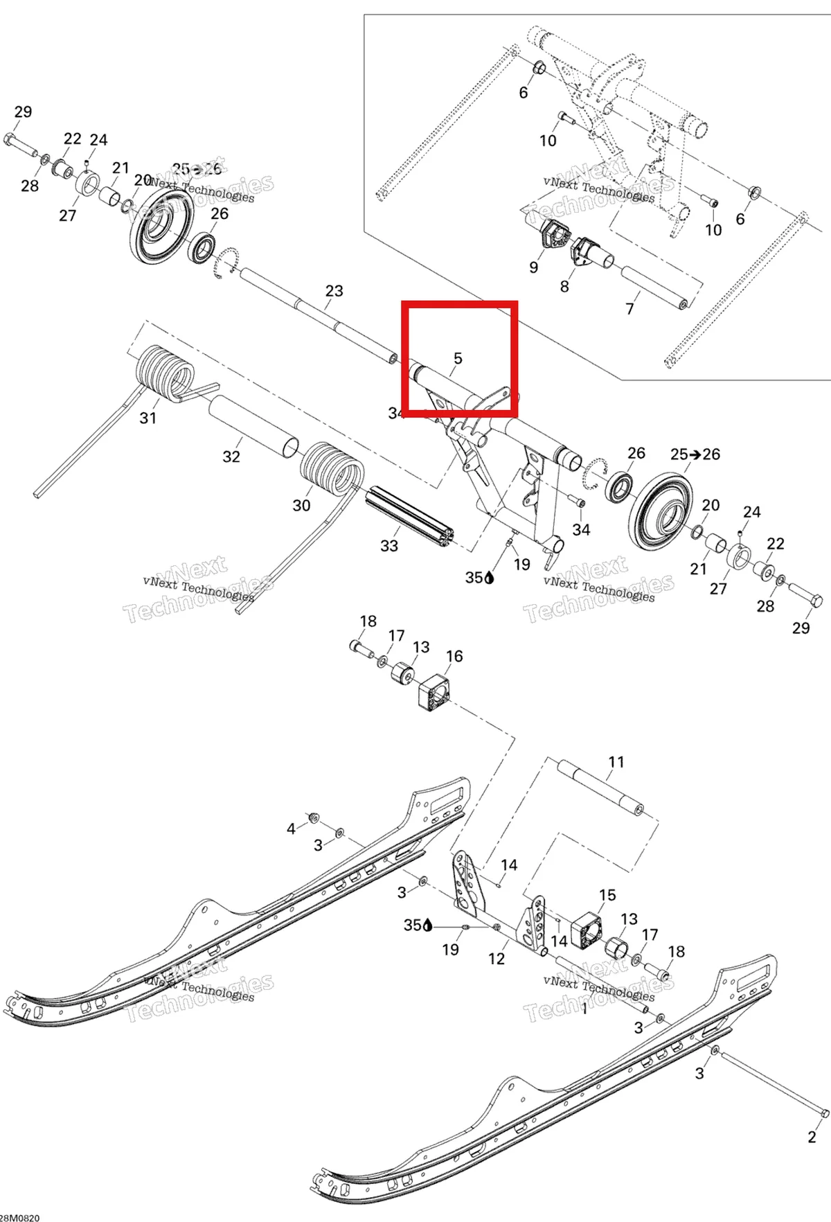 Деталь 503191768 на схеме узла 2008 Ski-Doo MX Z 600RS Rear Arm
