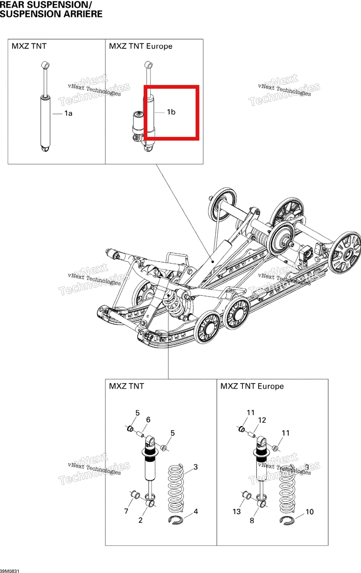 Деталь 503191814 на схеме узла 2008 Ski-Doo MX Z TNT 500SS Rear Suspension Shocks