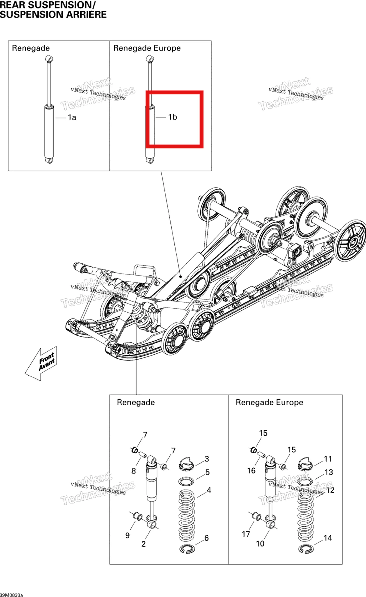 Деталь 503191815 на схеме узла 2008 Ski-Doo MX Z RENEGADE 800R Rear Suspension Shocks Renegade
