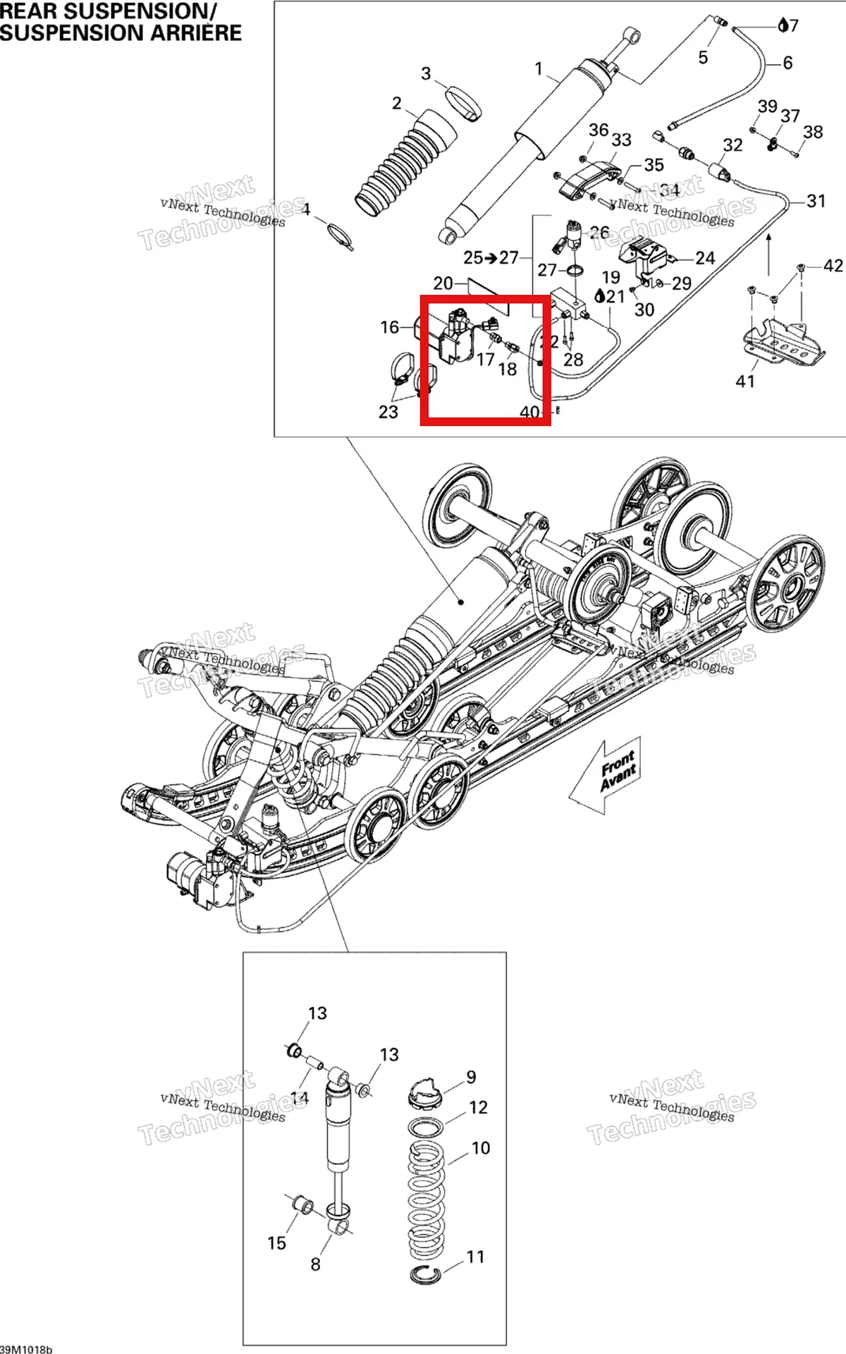 Деталь 503191825 на схеме узла 2010 Ski-Doo GSX SE 1200 Rear Suspension Shocks 2, Se