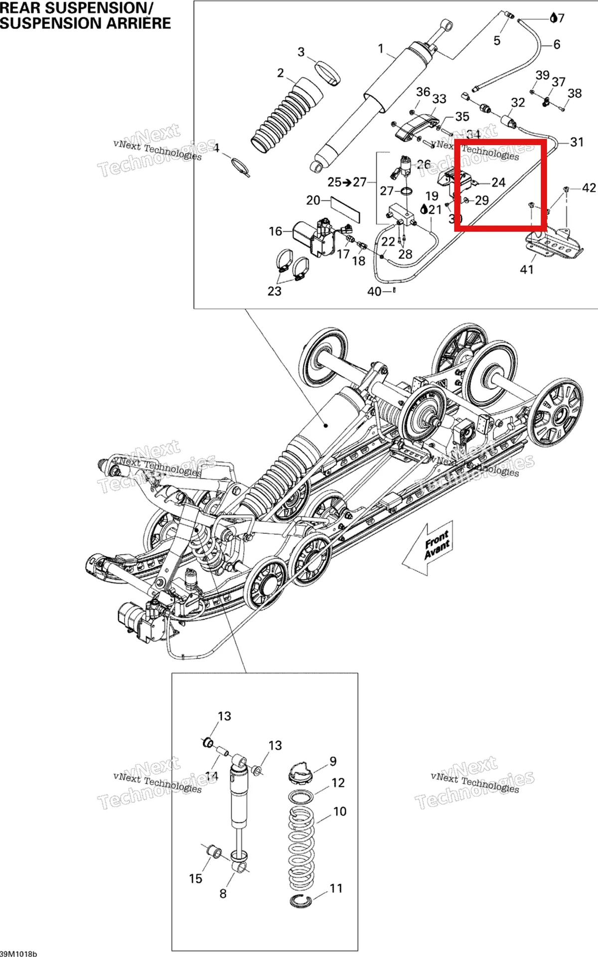 Деталь 503191932 на схеме узла 2010 Ski-Doo GSX SE 1200 Rear Suspension Shocks 2, Se