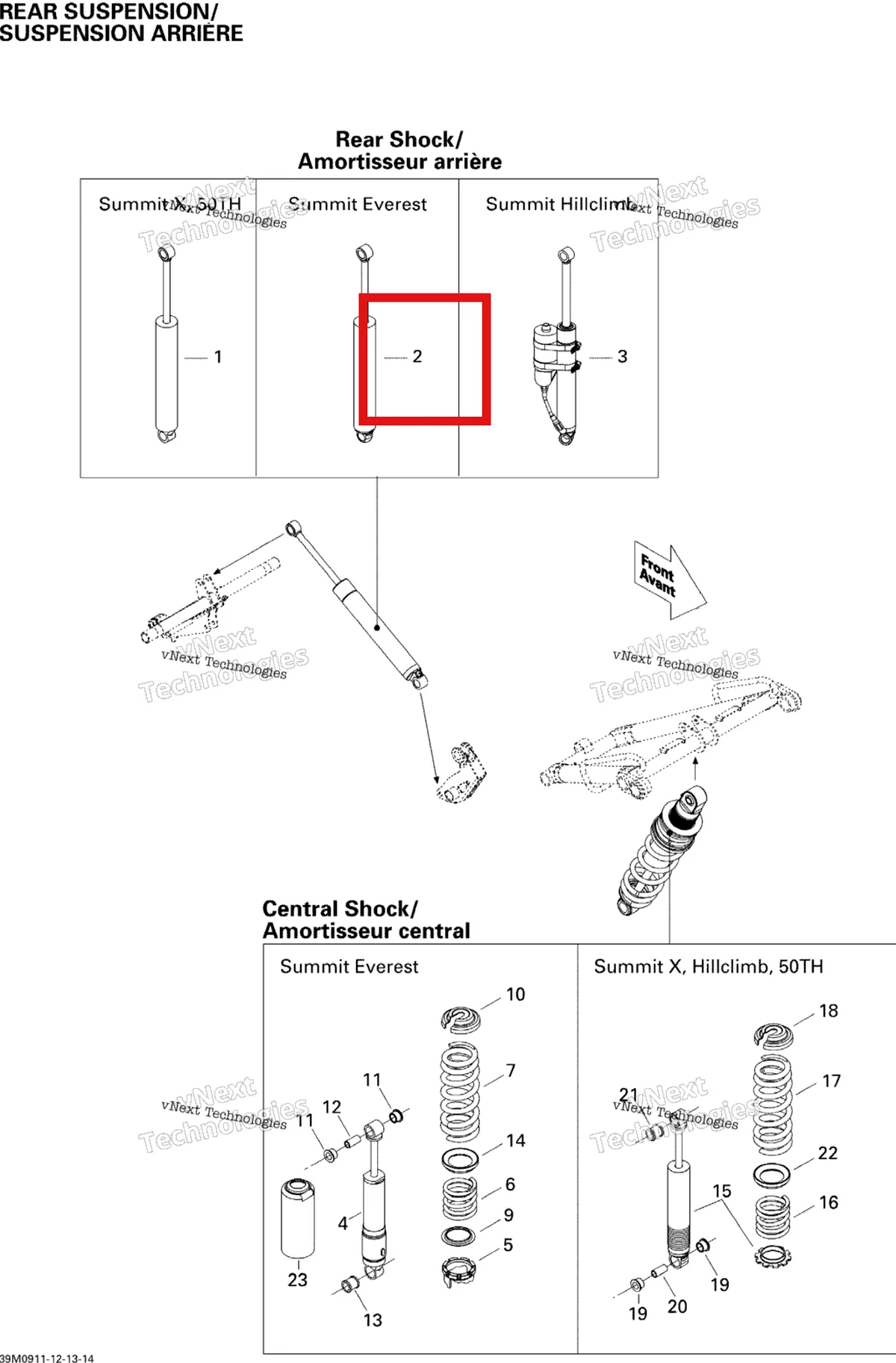 Деталь 503191979 на схеме узла 2009 Ski-Doo Summit Everest 500SS Rear Suspension Shocks 500Ss