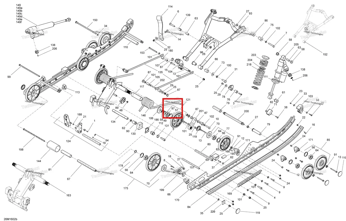 Деталь 503191982 (Подшипник) на схеме узла 2016 Ski-Doo FREERIDE Rear Suspension - 137