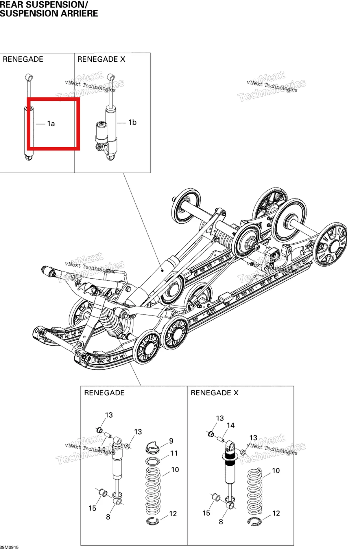 Деталь 503192026 на схеме узла 2009 Ski-Doo MX Z Renegade 1200 4-TEC Rear Suspension Shocks Renegade