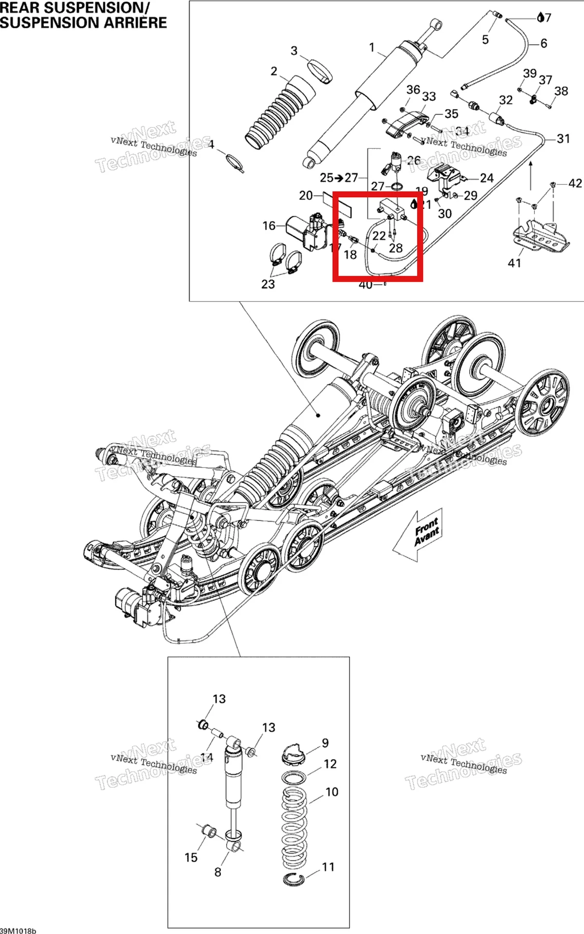 Деталь 503192028 на схеме узла 2010 Ski-Doo GSX SE 1200 Rear Suspension Shocks 2, Se