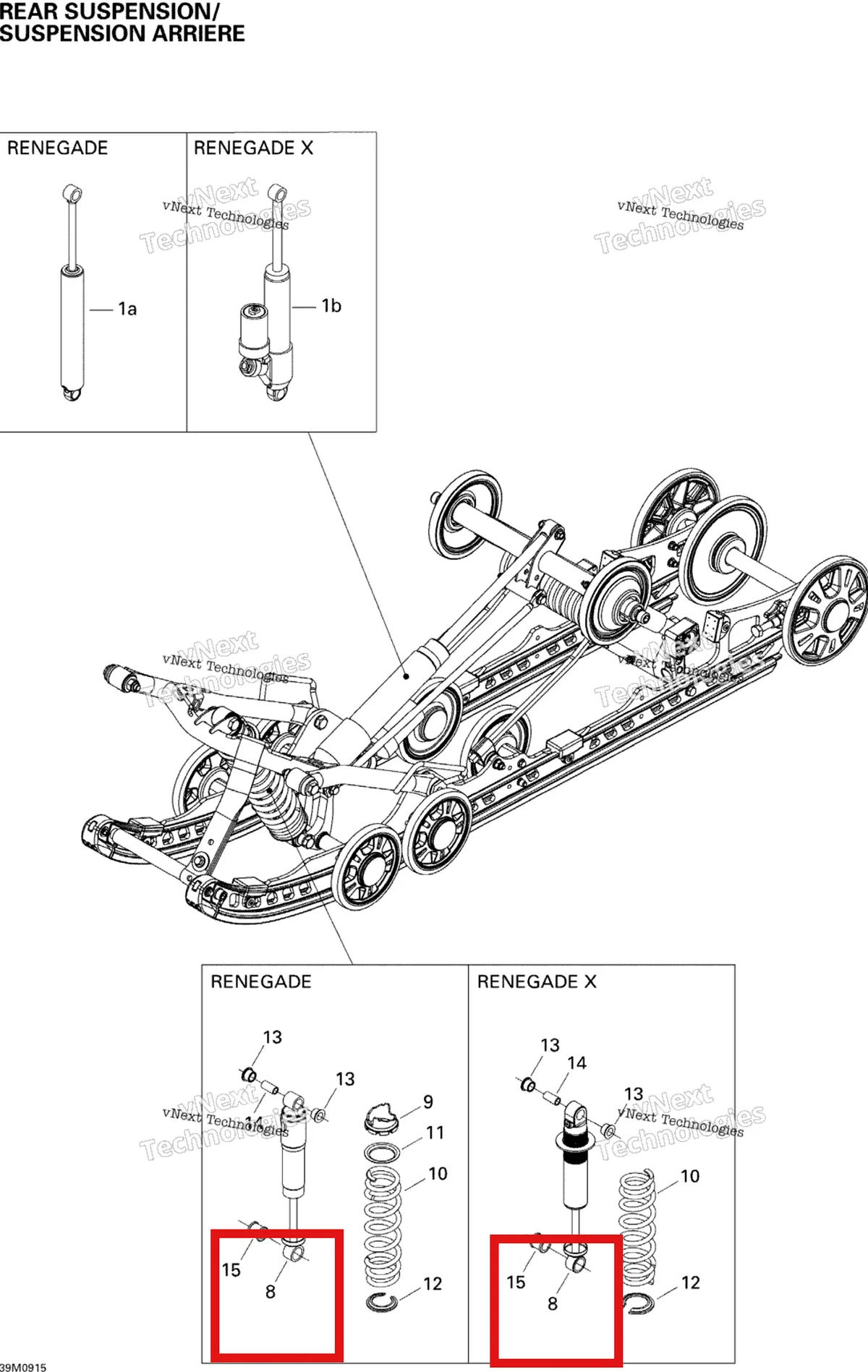 Деталь 503192034 на схеме узла 2009 Ski-Doo MX Z Renegade 1200 4-TEC Rear Suspension Shocks Renegade