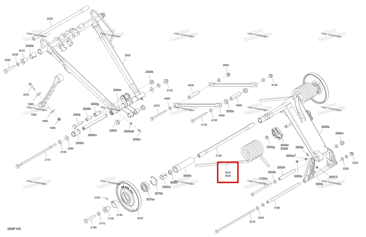 Деталь 503192081 на схеме узла 2026 Ski-Doo TUNDRA - SPORT - 600 EFI - GKTA - Neo Yellow - 15X146X1.6C Track Suspension - Rear - Upper Section