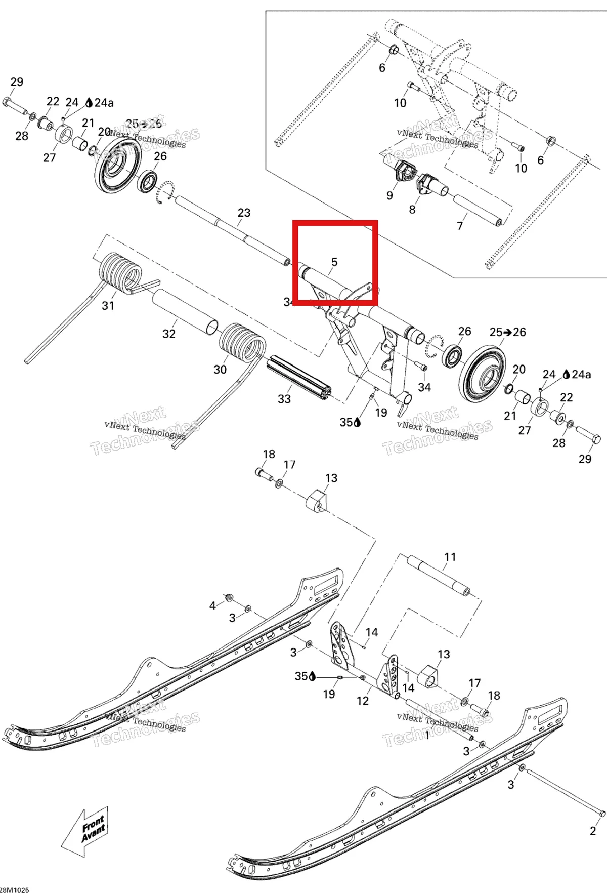 Деталь 503192087 на схеме узла 2010 Ski-Doo MX Z X 600RS Rear Arm