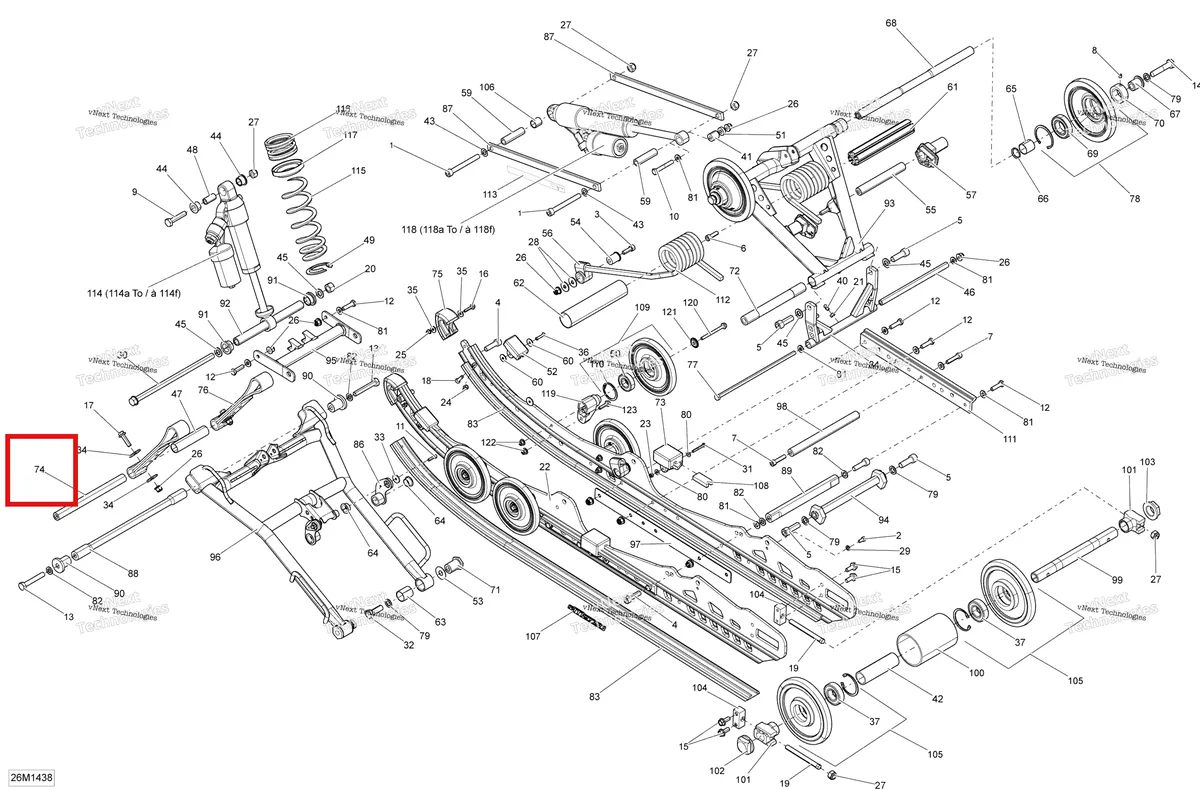 Деталь 503192115 на схеме узла 2014 Ski-Doo MXZ X 600RS XS RS Rear Suspension