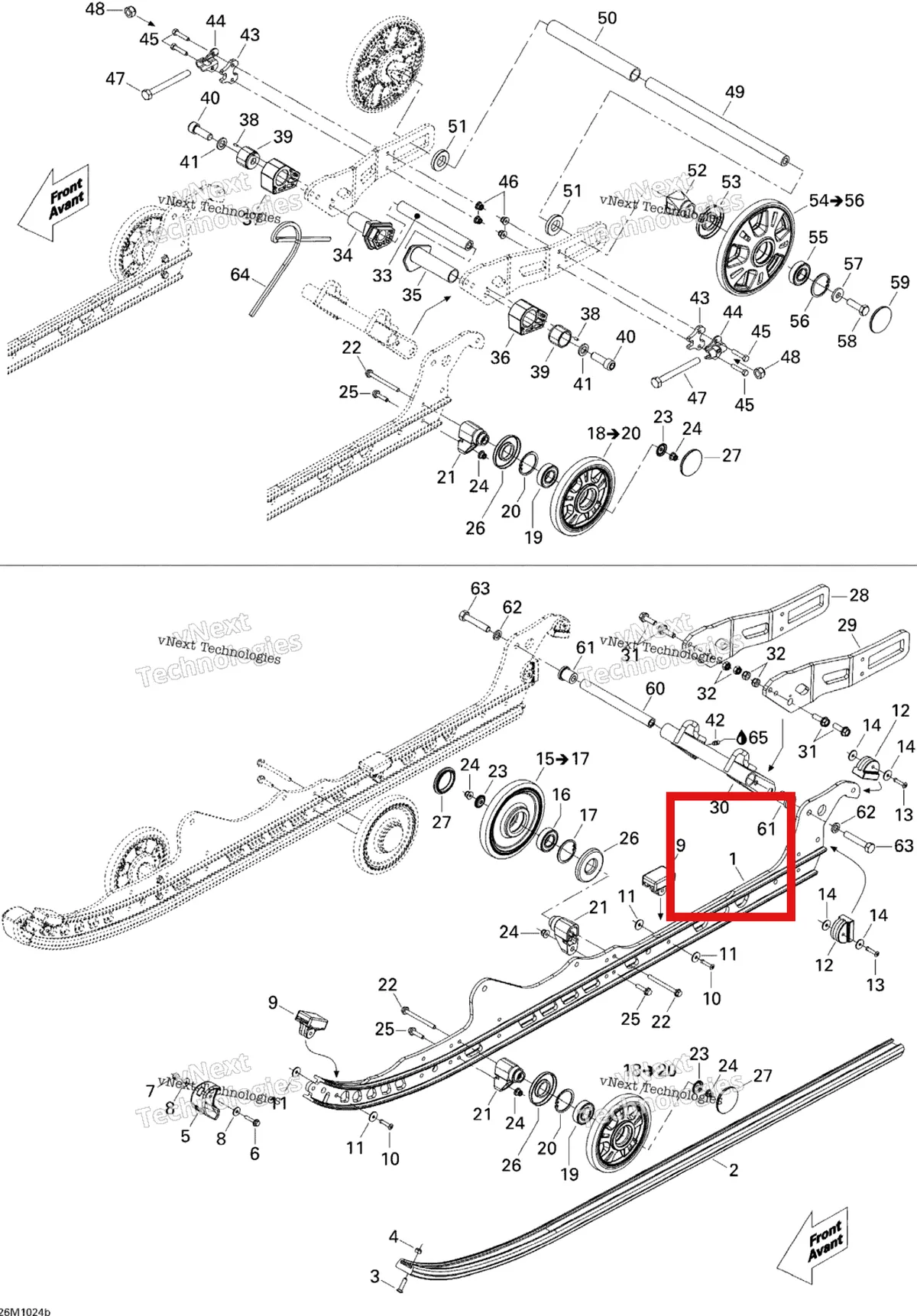 Деталь 503192132 на схеме узла 2010 Ski-Doo Skandic Tundra, STD, SPORT, LT Rear Suspension Lt