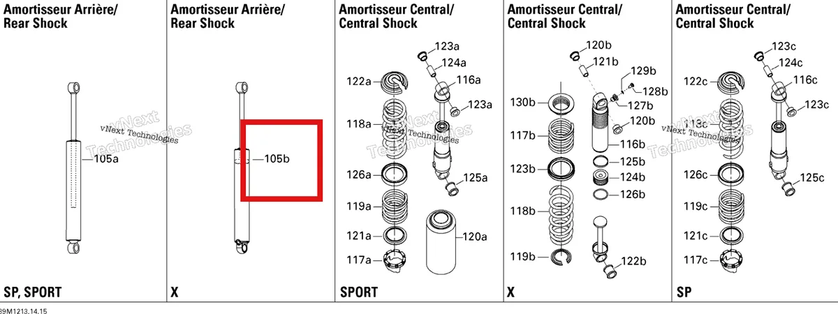 Деталь 503192208 на схеме узла 2012 Ski-Doo Summit X 800R E-TEC Rear Suspension Shocks