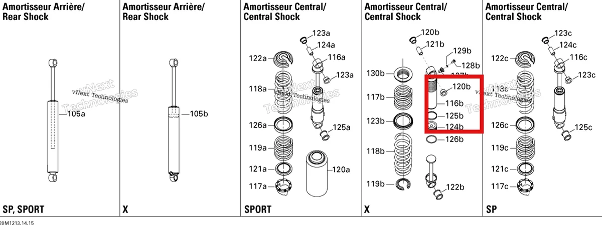 Деталь 503192210 на схеме узла 2012 Ski-Doo Summit X 800R E-TEC Rear Suspension Shocks