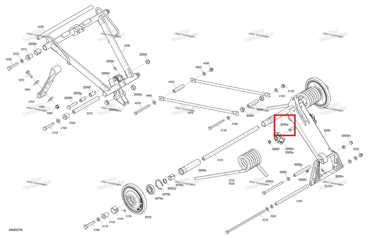 Деталь 503192253 (Задний рычаг) на схеме узла 2021 Ski-Doo RENEGADE 600 ACE - SPORT Suspension - Rear - Upper Section