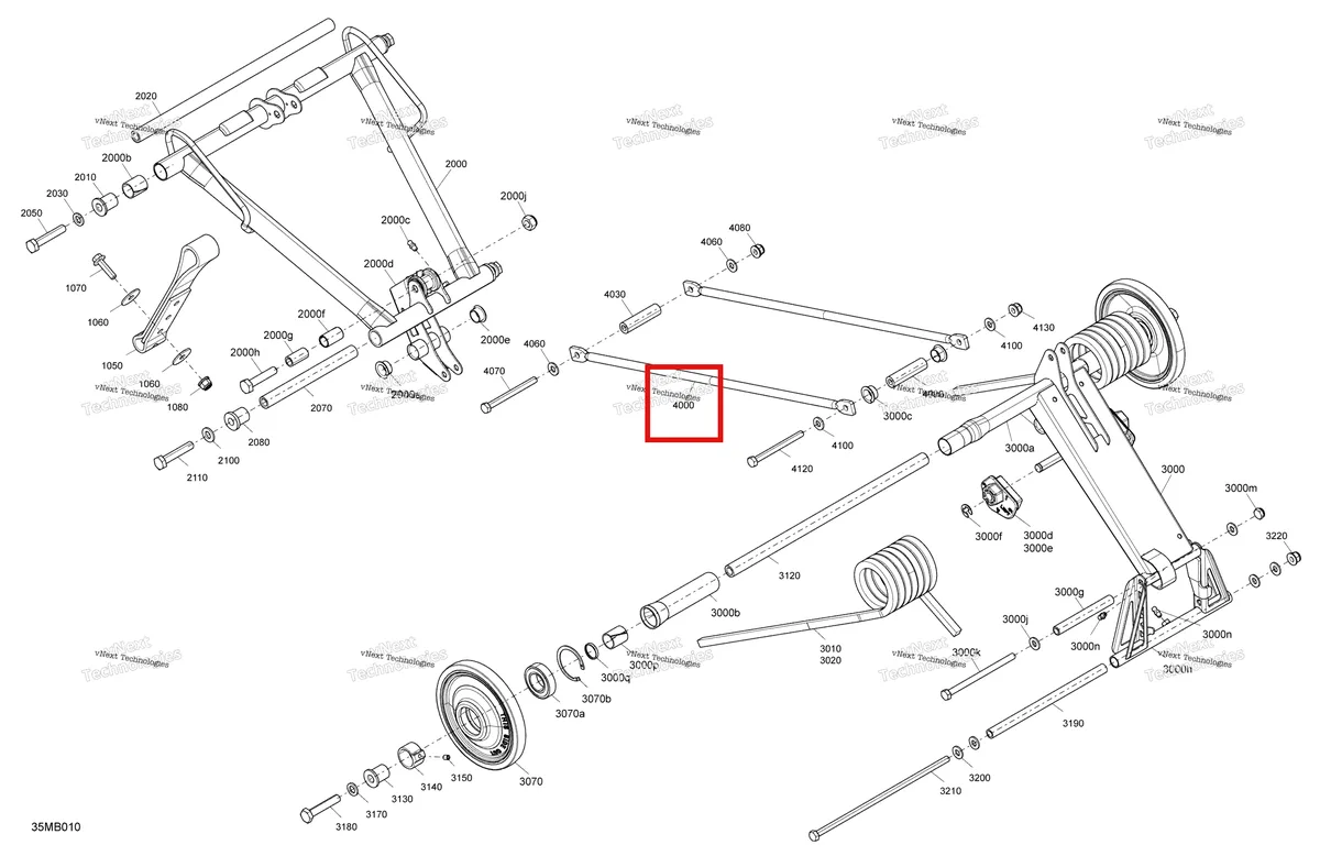 Деталь 503192255 (Деталь Linkage Rod) на схеме узла 2022 Ski-Doo RENEGADE 600 ACE - SPORT Suspension - Rear - Upper Section