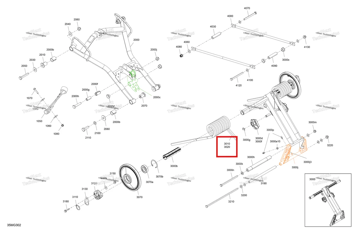 Деталь 503192270 (Деталь Rh Spring, Square) на схеме узла 2027 Ski-Doo TUNDRA - LE - 600 EFI - GDVB - Deep Black - 16X154X1.5CH Track Suspension - Rear - Upper Section
