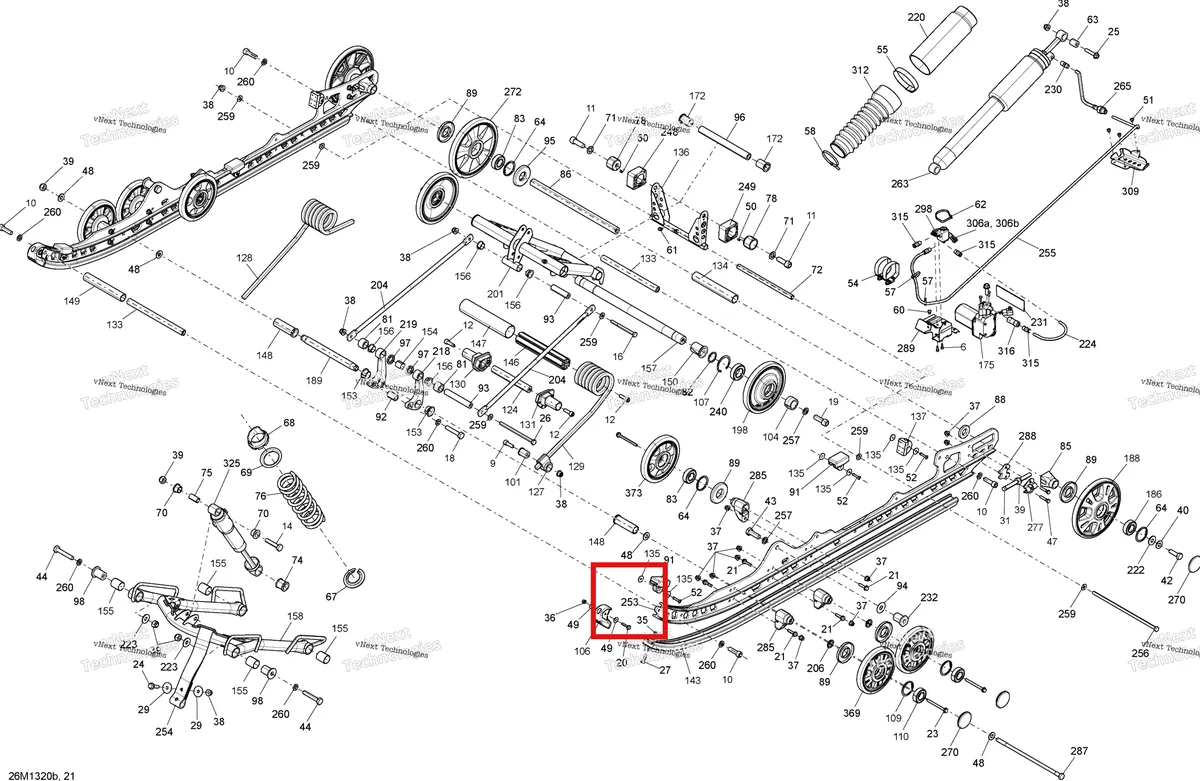 Деталь 503192319 на схеме узла 2013 Ski-Doo GSX SE 600HOE Rear Suspension