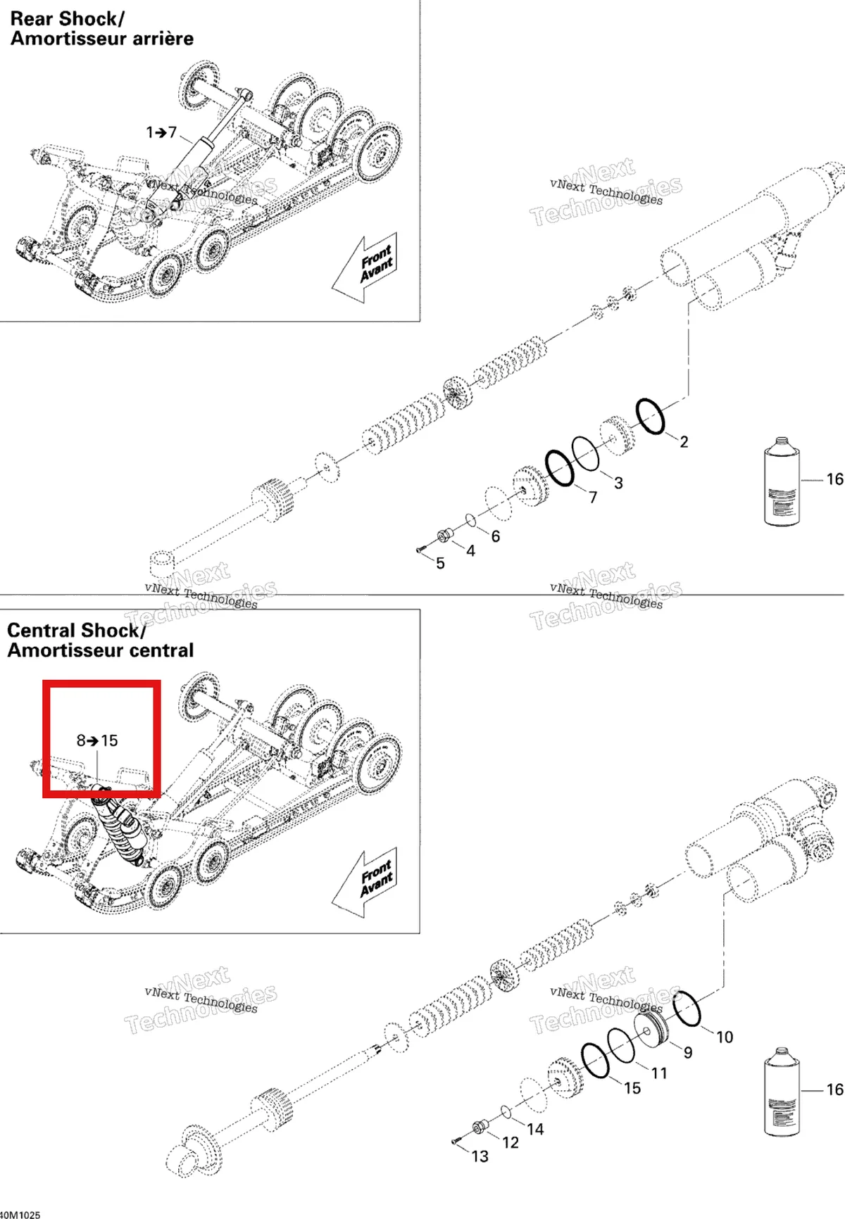 Деталь 503192327 на схеме узла 2010 Ski-Doo MX Z X 600RS Take Apart Shock, Rear