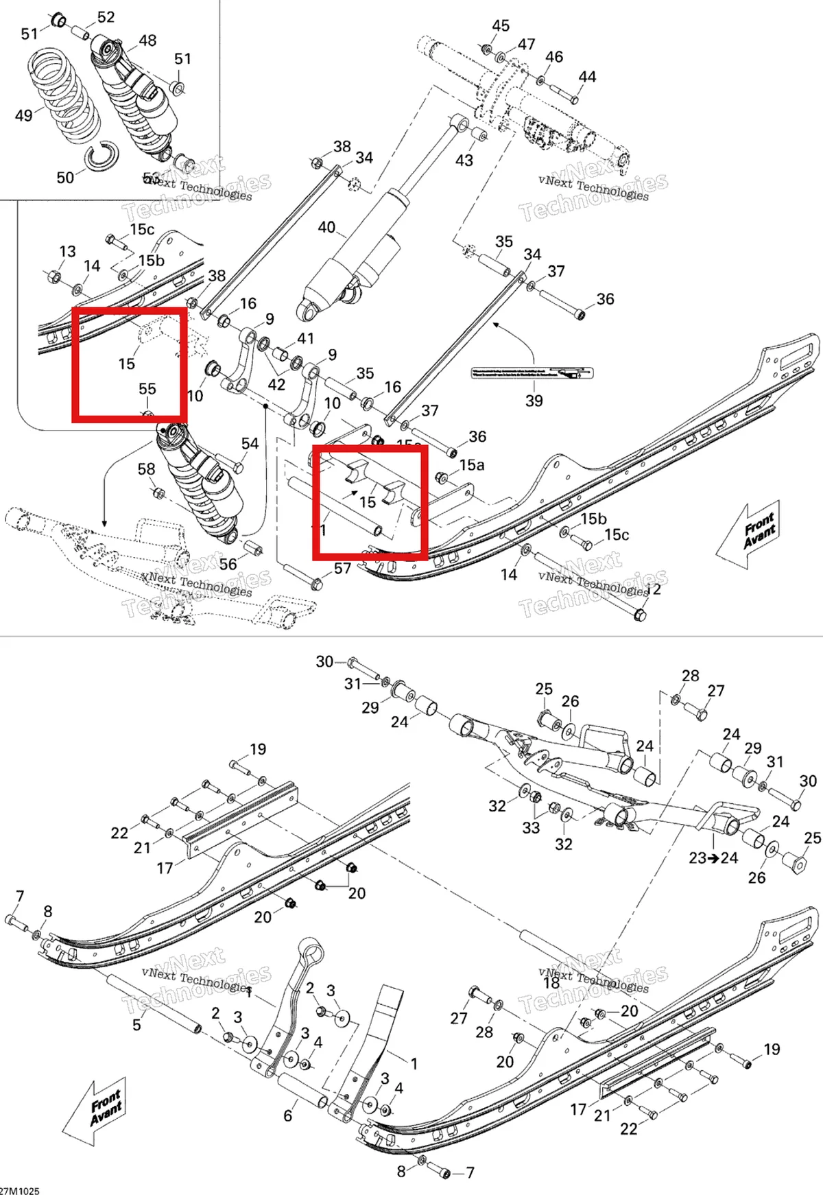 Деталь 503192334 на схеме узла 2010 Ski-Doo MX Z X 600RS Front Arm