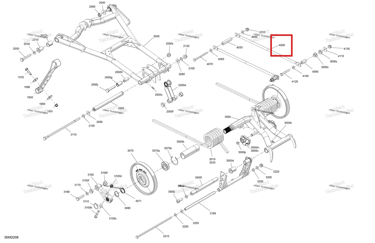 Деталь 503192465 на схеме узла 2024 Ski-Doo SUMMIT 850 E-TEC - 154 - HCRN - Black - 154X15X3P4 Track Suspension - Rear - Upper Section