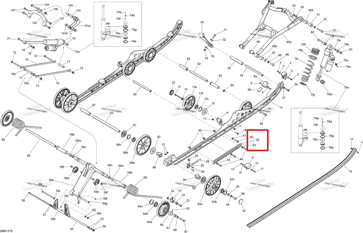 Деталь 503192484 на схеме узла 2013 Ski-Doo FREERIDE 154R, 800RE XP Rear Suspension
