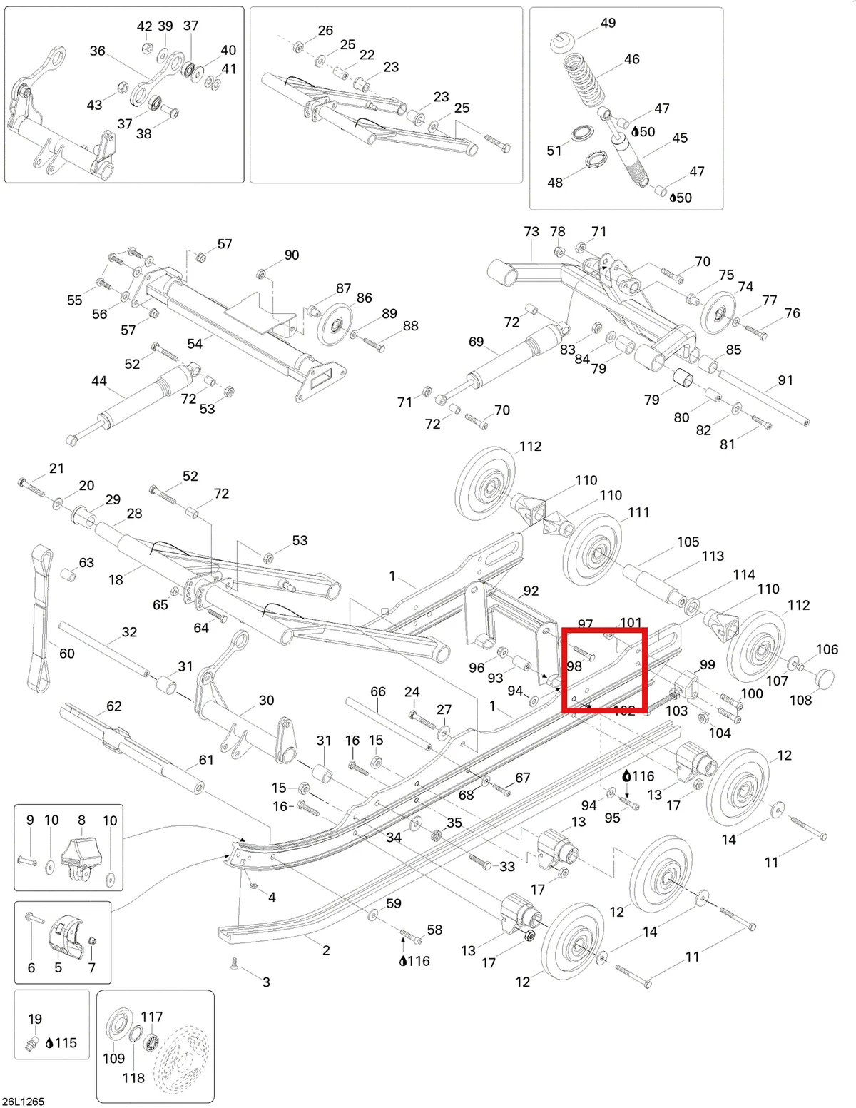 Деталь 503192571 (Задние Распашные) на схеме узла 08- Rear Suspension