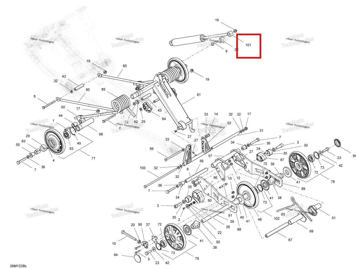 Деталь 503192639 на схеме узла 2012 Ski-Doo Tundra Xtreme 600HOETEC XP-LTS Rear Suspension Rear Arm And Shock