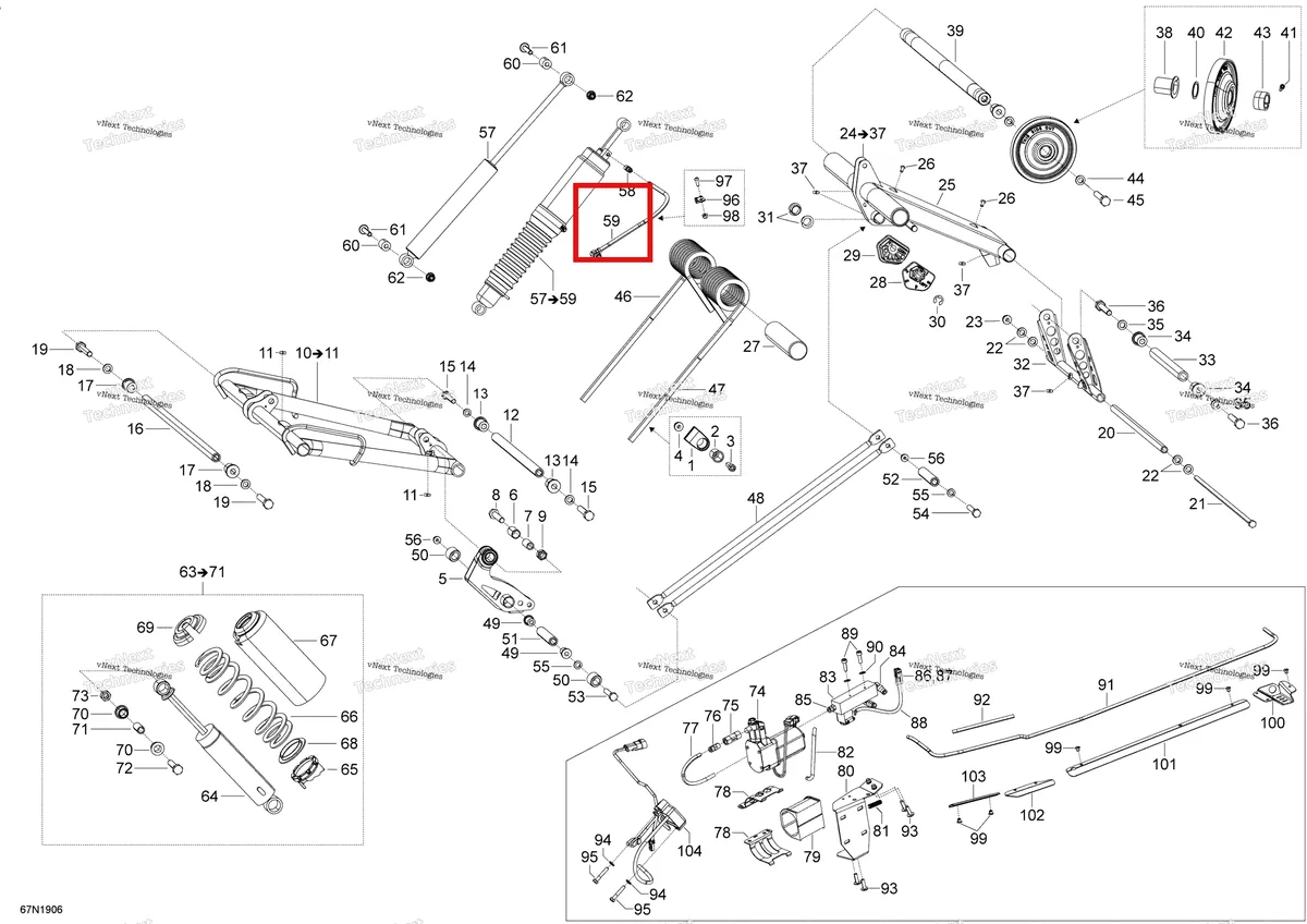 Деталь 503192649 на схеме узла 2019 Ski-Doo EXPEDITION LE-SE 600HO E-TEC Rear Suspension - Upper Section - Se