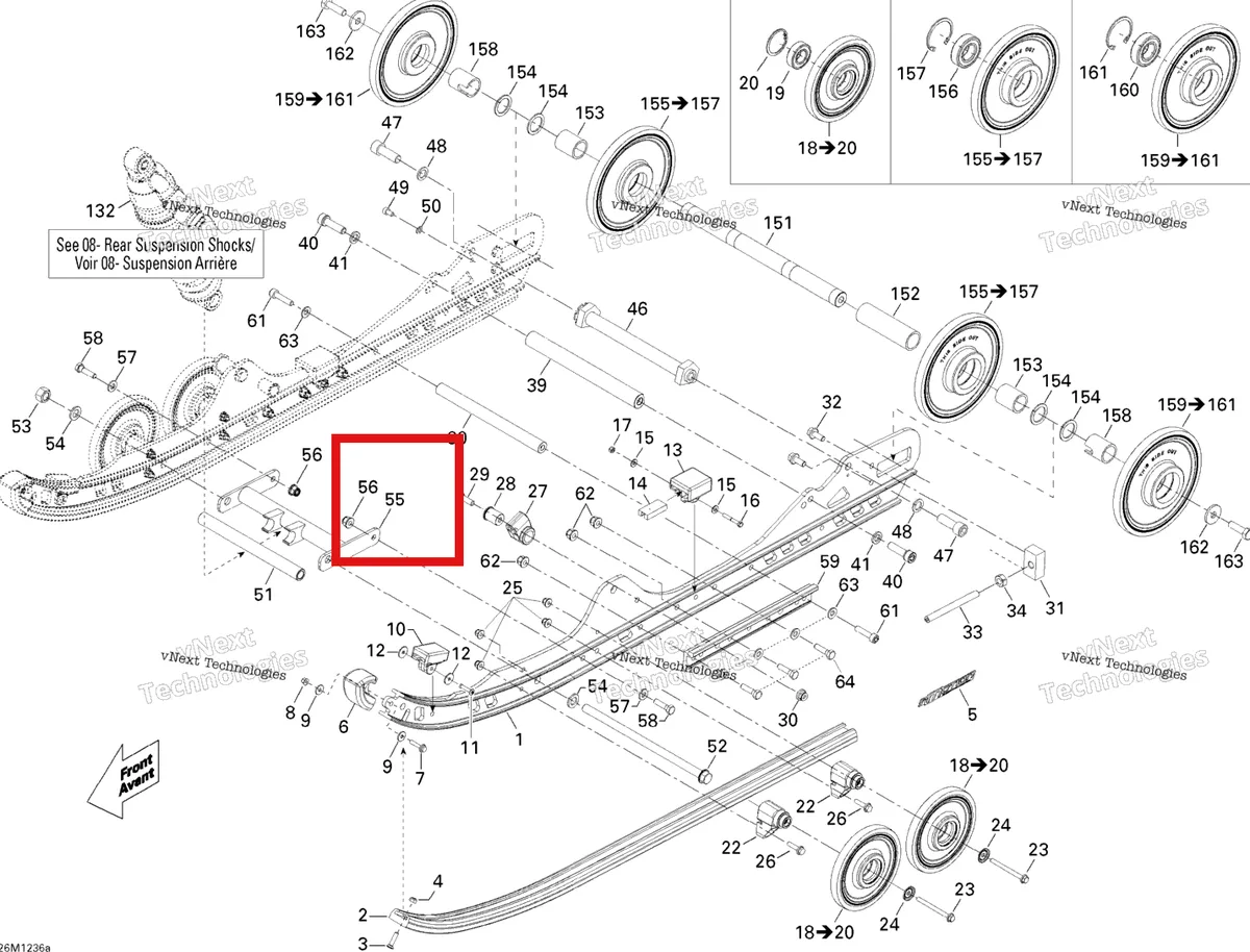 Деталь 503192711 на схеме узла 2012 Ski-Doo MX Z X 600RS Rear Suspension Runner
