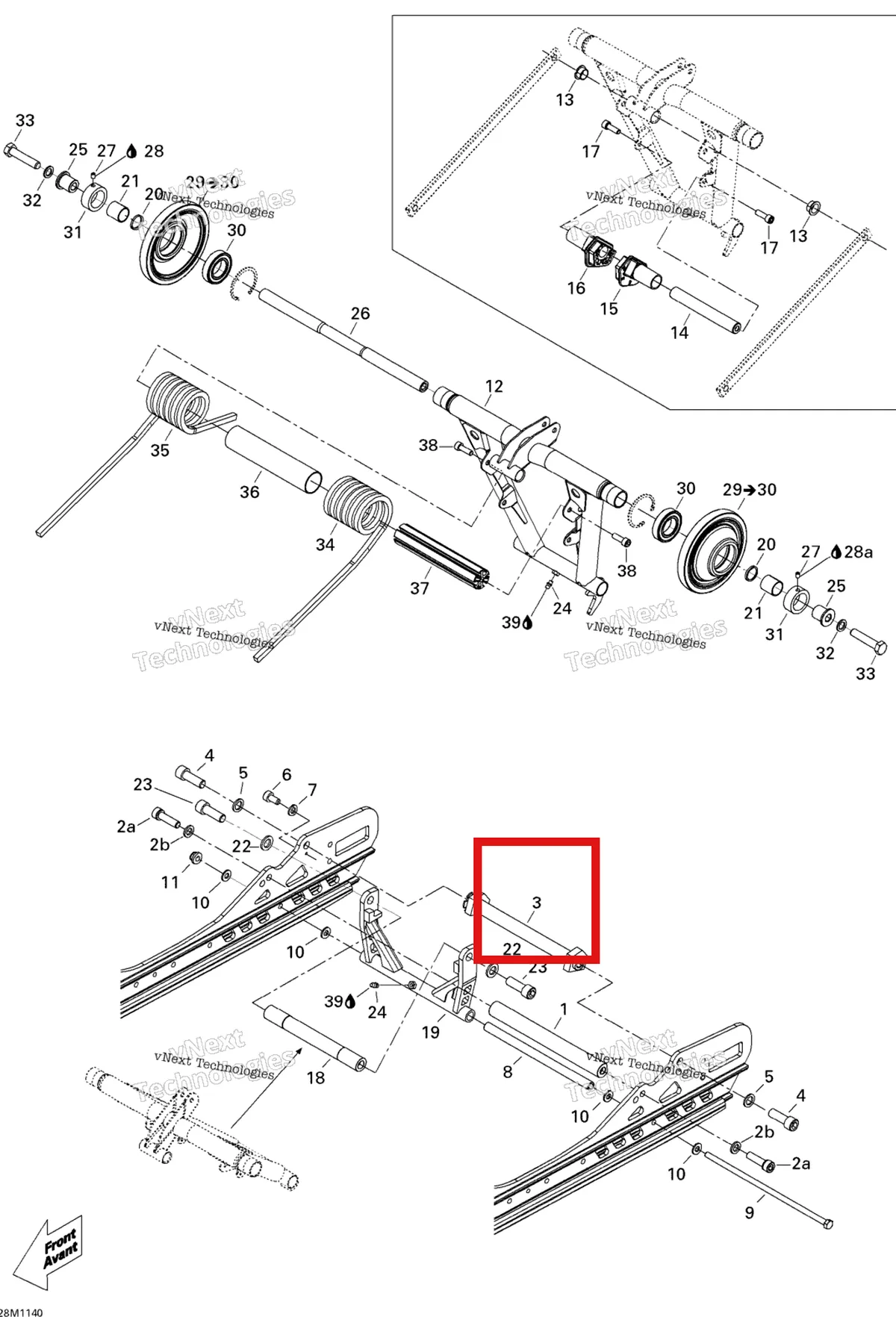 Деталь 503192716 на схеме узла 2011 Ski-Doo MX Z X 600RS Rear Arm
