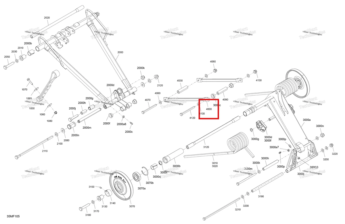 Деталь 503192900 на схеме узла 2026 Ski-Doo TUNDRA - SPORT - 600 EFI - GKTA - Neo Yellow - 15X146X1.6C Track Suspension - Rear - Upper Section