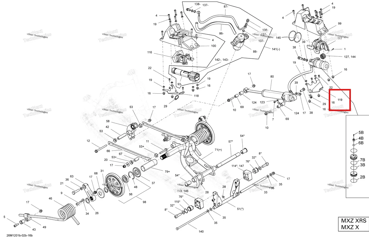 Деталь 503192960 на схеме узла 2012 Ski-Doo MXZ X 600HOETEC Rear Suspension Rear Arm Ajustable