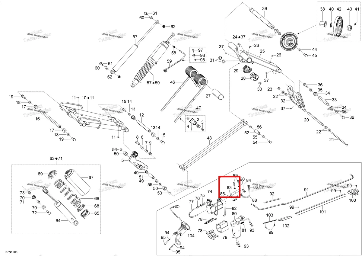 Деталь 503193009 (Деталь Air Manifold) на схеме узла 2019 Ski-Doo EXPEDITION LE-SE 600HO E-TEC Rear Suspension - Upper Section - Se