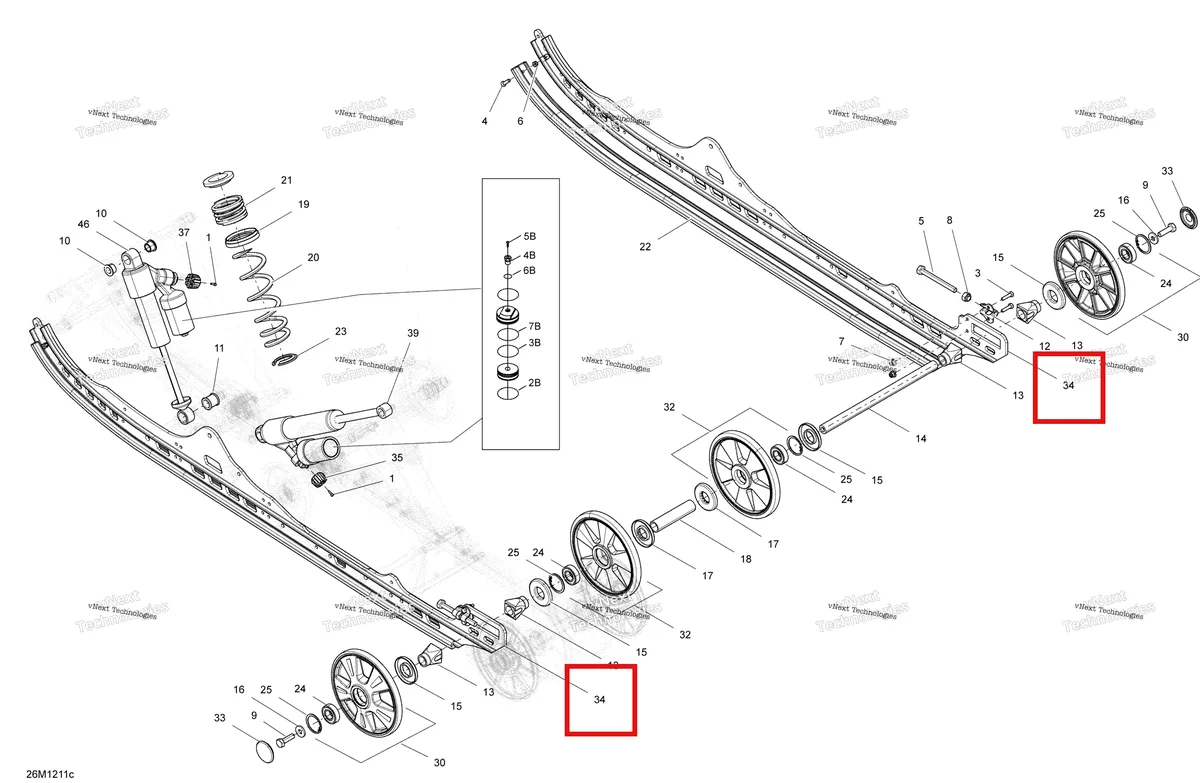 Деталь 503193021 на схеме узла 2012 Ski-Doo Freeride 137 & 146 & 154 800RETEC XP Rear Suspension Base 146,154,Shock