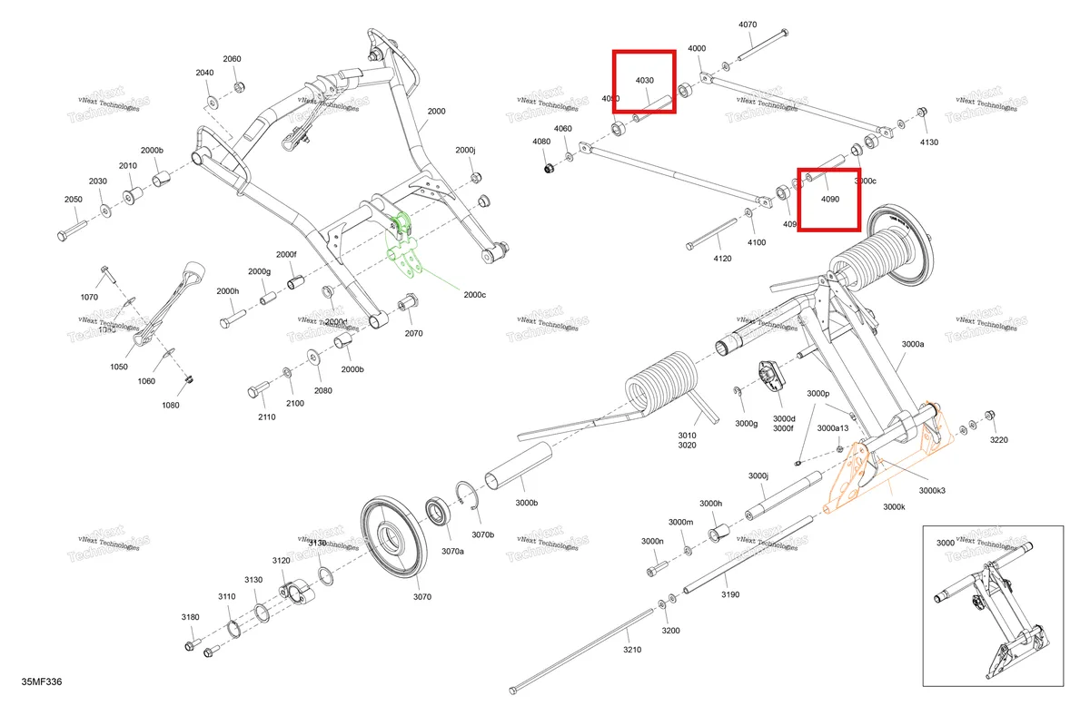 Деталь 503193063 на схеме узла 2026 Ski-Doo EXPEDITION - SE - 900 ACE TURBO R - AYTL - Tundra Green - 20X154X1.5CSS Track Suspension - Rear - Upper Section