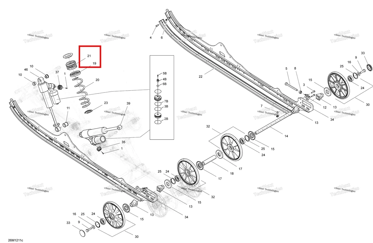 Деталь 503193066 на схеме узла 2012 Ski-Doo Freeride 137 & 146 & 154 800RETEC XP Rear Suspension Base 146,154,Shock