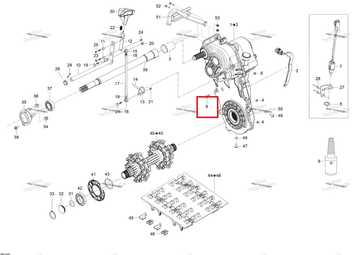 Деталь 503193095 (Шайба) на схеме узла 2014 Ski-Doo SKANDIC SWT 550F XU Drive System