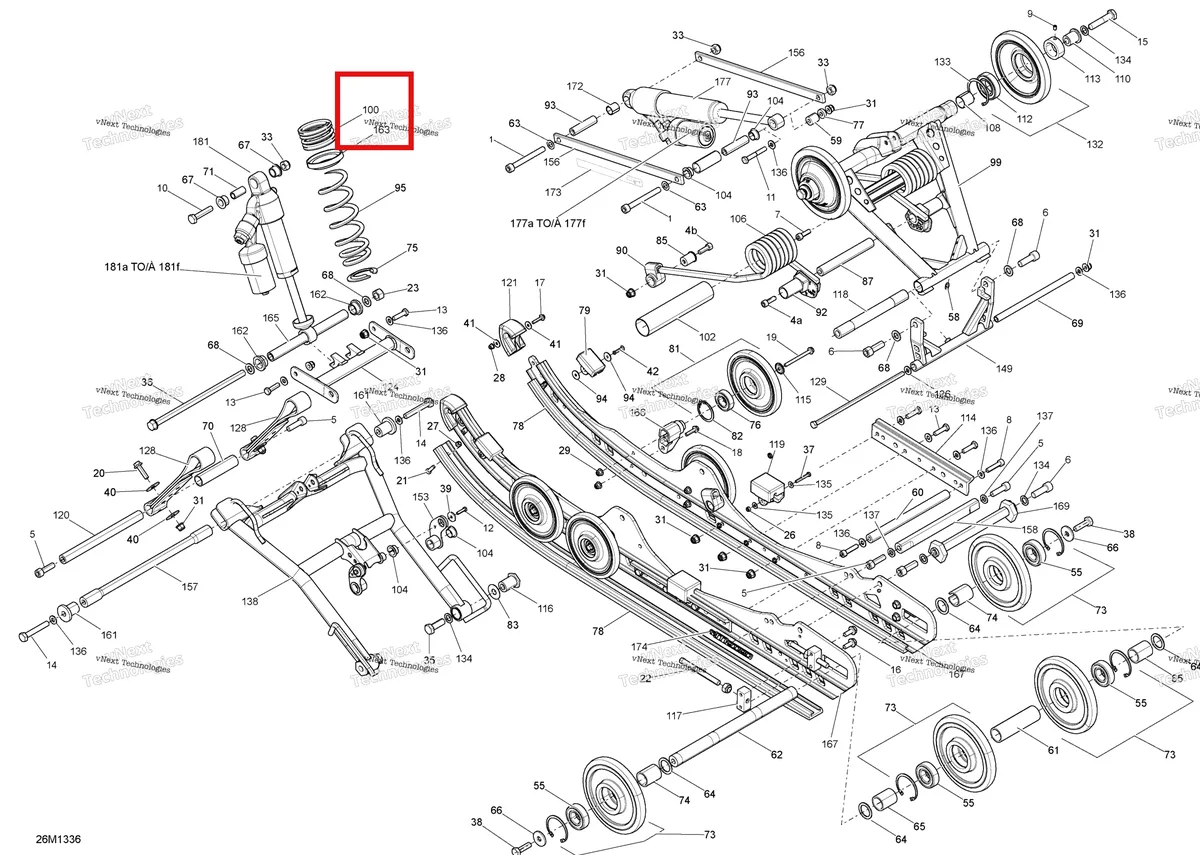 Деталь 503193112 на схеме узла 2013 Ski-Doo MXZ X 600RS XP Rear Suspension