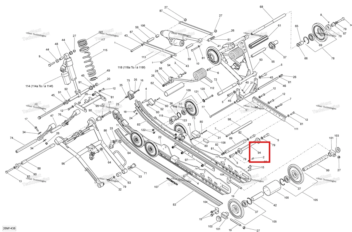 Деталь 503193129 на схеме узла 2014 Ski-Doo MXZ X 600RS XS RS Rear Suspension