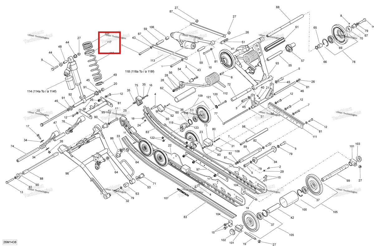 Деталь 503193131 на схеме узла 2014 Ski-Doo MXZ X 600RS XS RS Rear Suspension