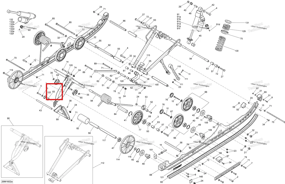 Деталь 503193148 на схеме узла 2016 Ski-Doo FREERIDE Rear Suspension - 146-154