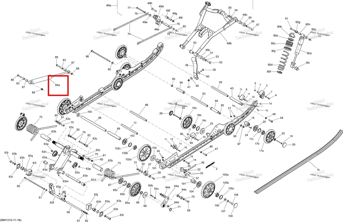 Деталь 503193188 на схеме узла 2013 Ski-Doo RENEGADE ADRENALINE 800RE XP Rear Suspension