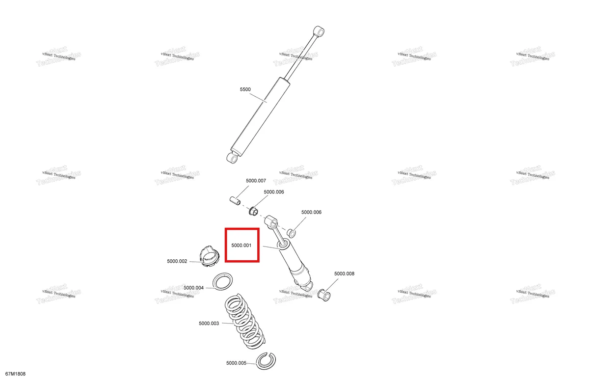 Деталь 503193207 на схеме узла 2018 Ski-Doo SUMMIT 600HO E-TEC Rear Shocks Summit - 600Ho E-Tec - Package Sp