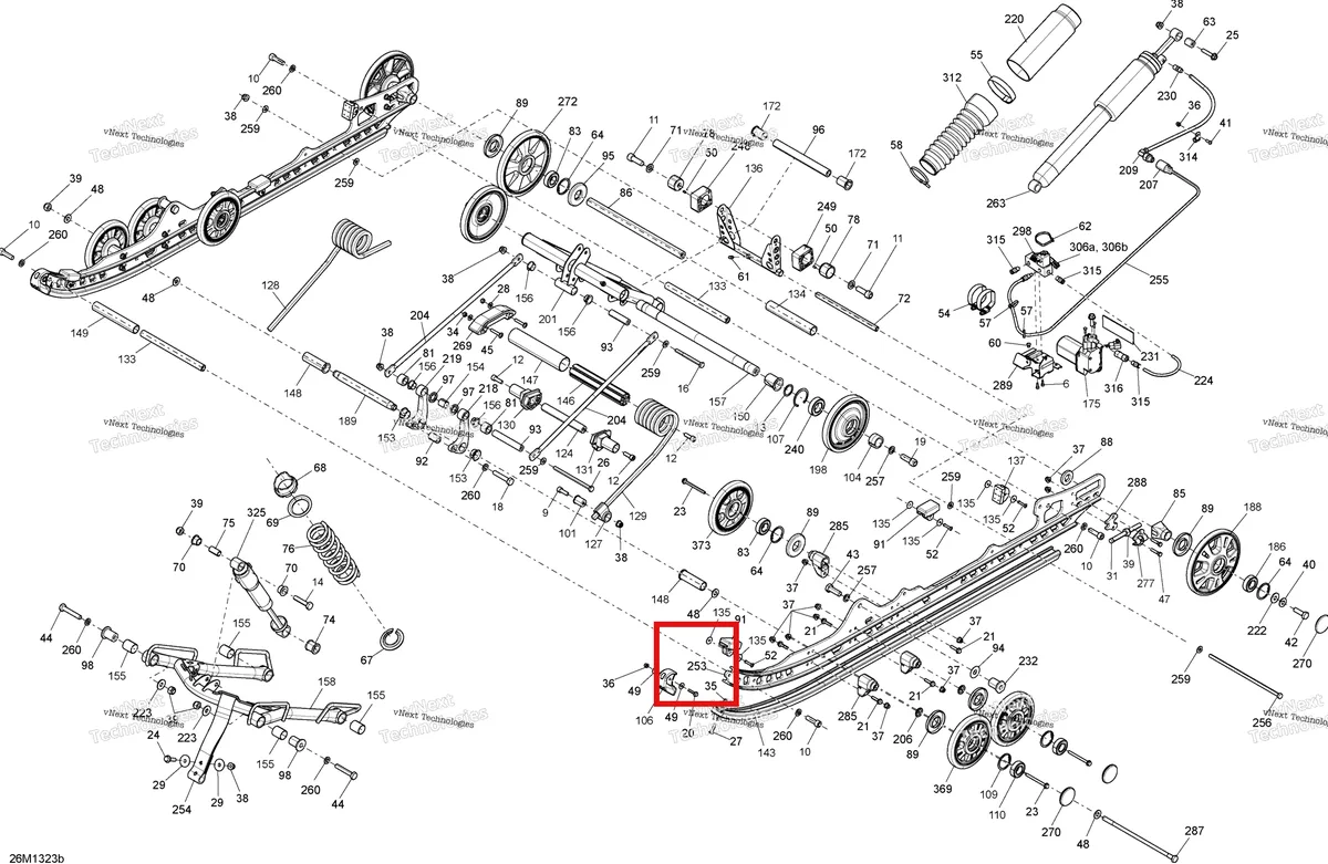Деталь 503193230 на схеме узла 2013 Ski-Doo GRAND TOURING LE & SE 1200 XR Rear Suspension Se