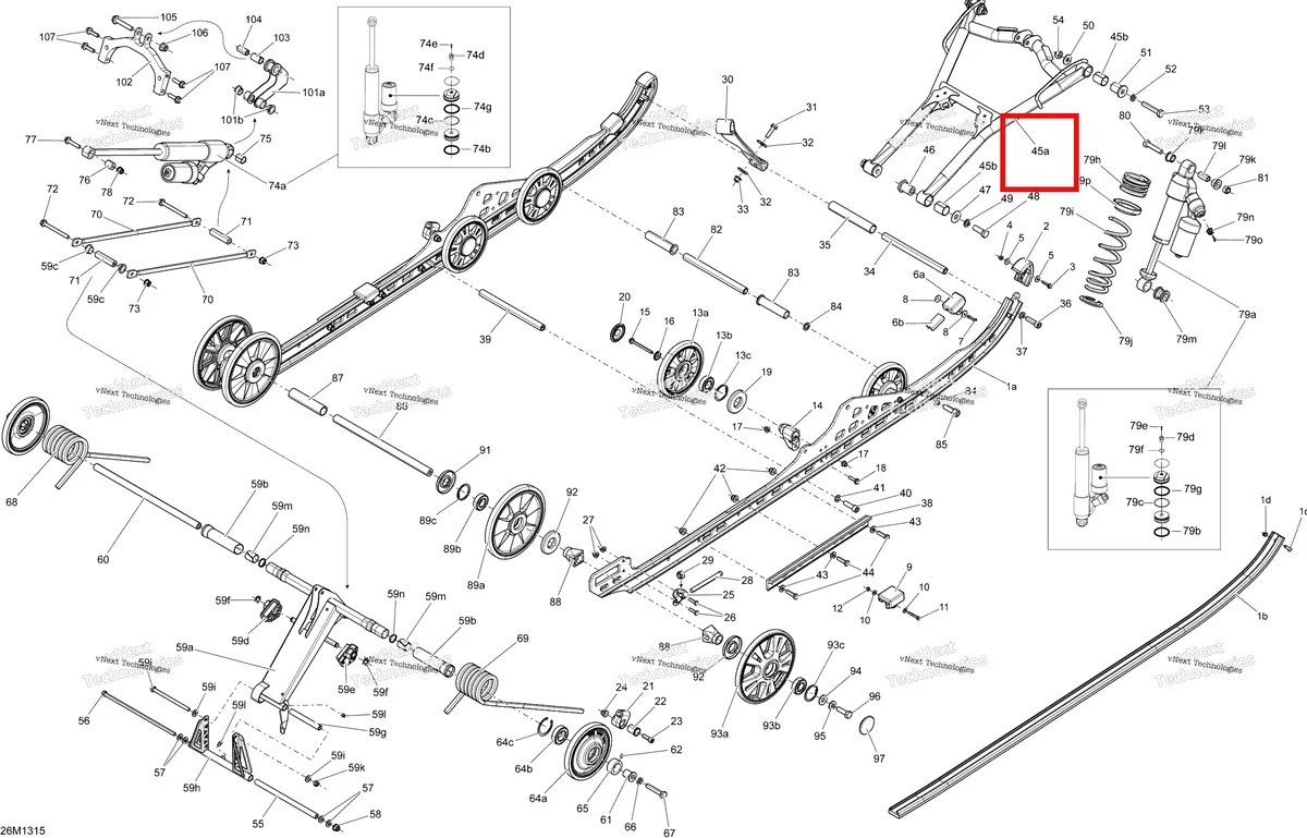 Деталь 503193375 на схеме узла 2013 Ski-Doo FREERIDE 154R, 800RE XP Rear Suspension