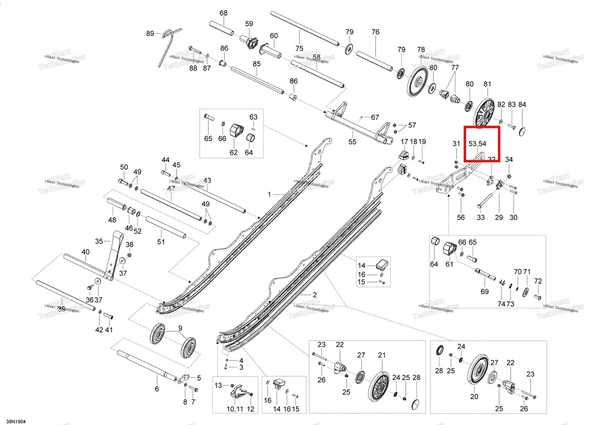 Деталь 503193377 (Деталь Lh Runner Pivot. Model-600 Ace) на схеме узла 2019 Ski-Doo SKANDIC WT 900 ACE Rear Suspension - Lower Section - Le - Wt