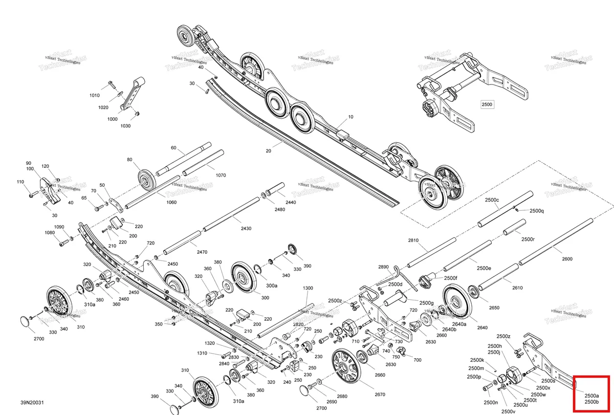 Деталь 503193378 (Деталь Rh Runner Pivot. Model-600 Ace) на схеме узла 2020 Ski-Doo SKANDIC WT 600HO E-TEC Suspension, Rear - Lower Section