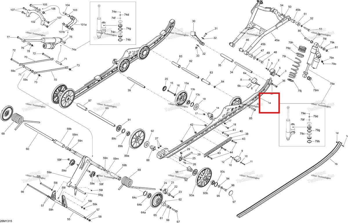 Деталь 503193382 на схеме узла 2013 Ski-Doo FREERIDE 154R, 800RE XP Rear Suspension